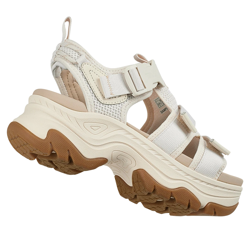 White sport sandal isolated on transparent background using hybrid editing.