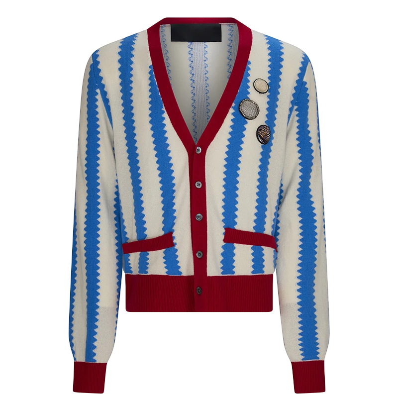 3D ghost mannequin image of a stylized cardigan with corrected neck and sleeves.