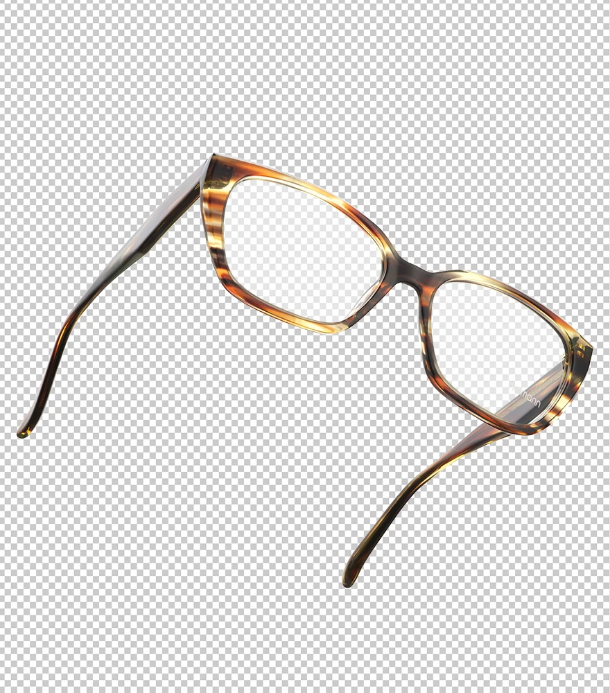 Glasses image masked on transparent background retaining lens clarity.