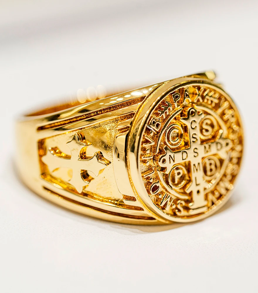 Original gold ring image with visible dust, blemishes, and light imperfections.