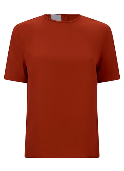 Classic plain t-shirt in burnt orange color front view.