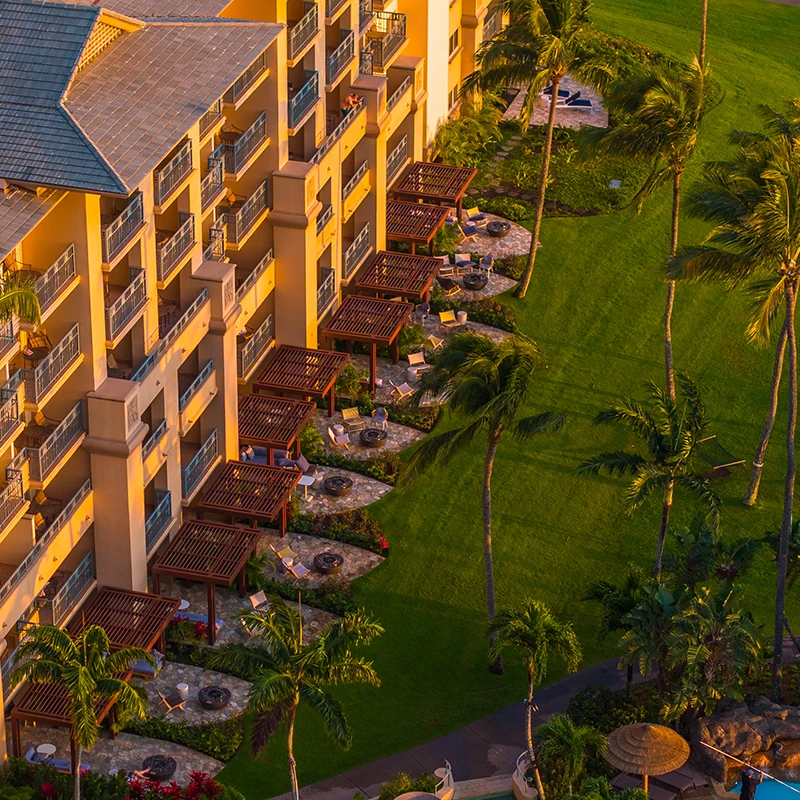 Original aerial view of resort before enhancement and correction.